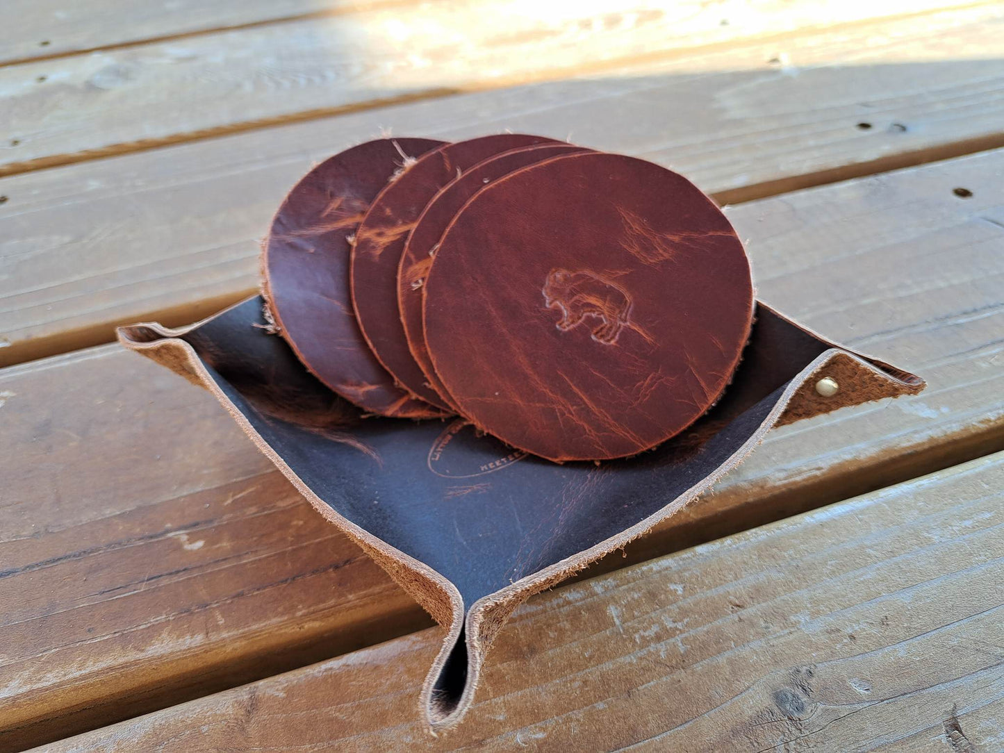 Bison Leather Coaster/Basket Sets
